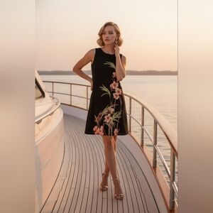 Tommy Bahama Vintage Silk Dress Floral Lined Sleeveless SZ 10 Cruise Outfit